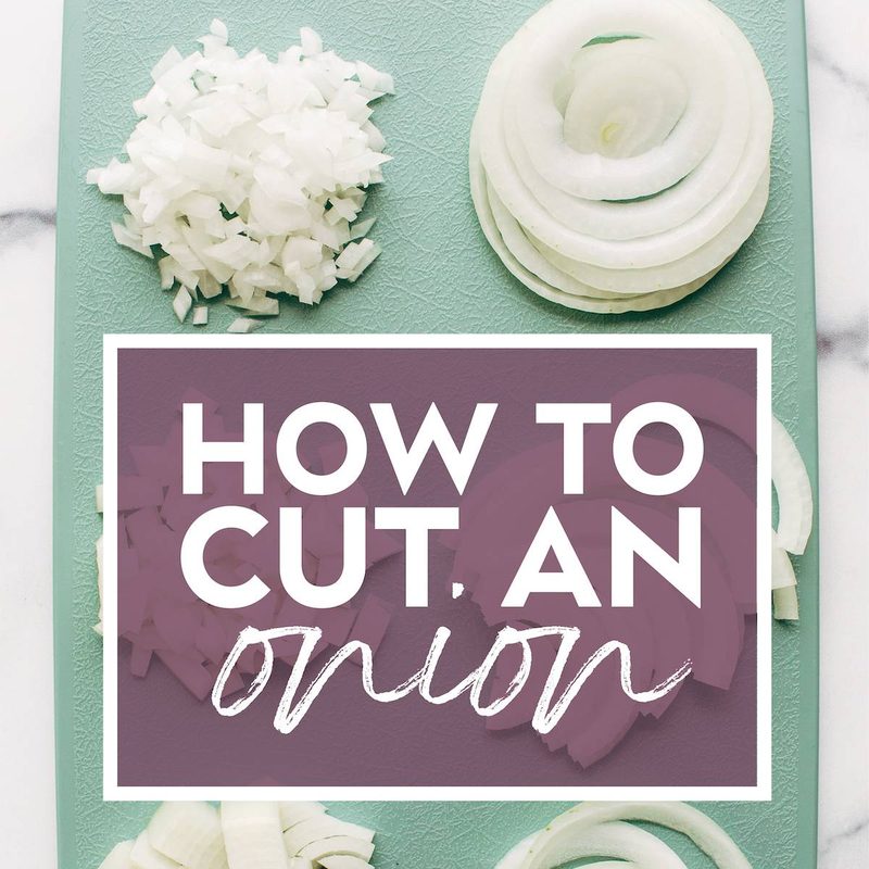 Cuts of onions that says "how to cut an onion".