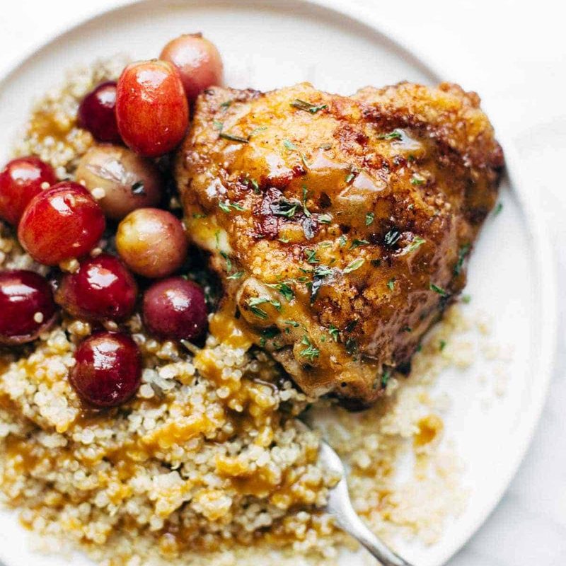 A picture of Skillet Chicken with Grapes and Caramelized Onions