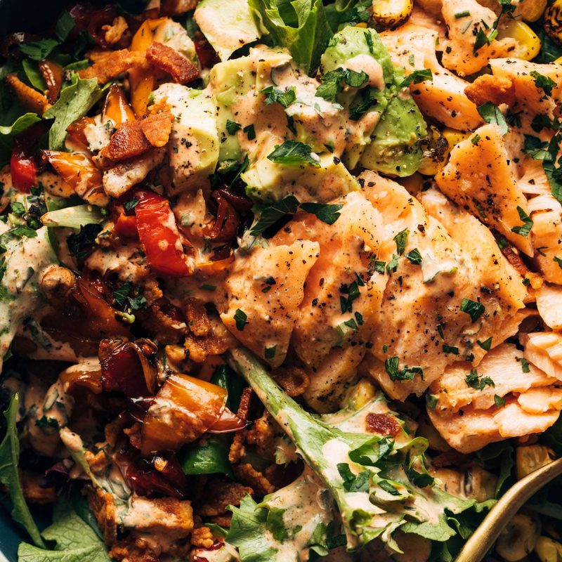 Salad on a plate with a fork