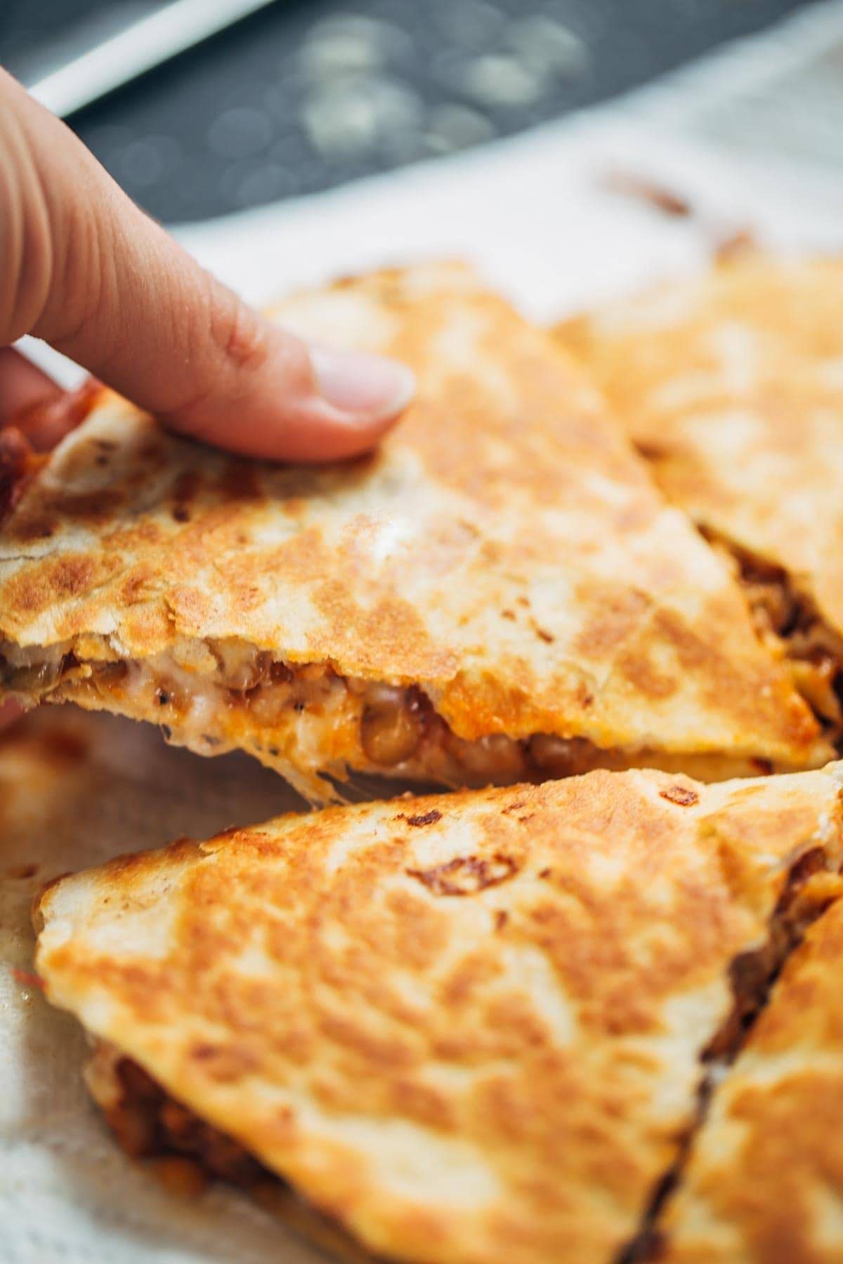 Lentil quesadillas.